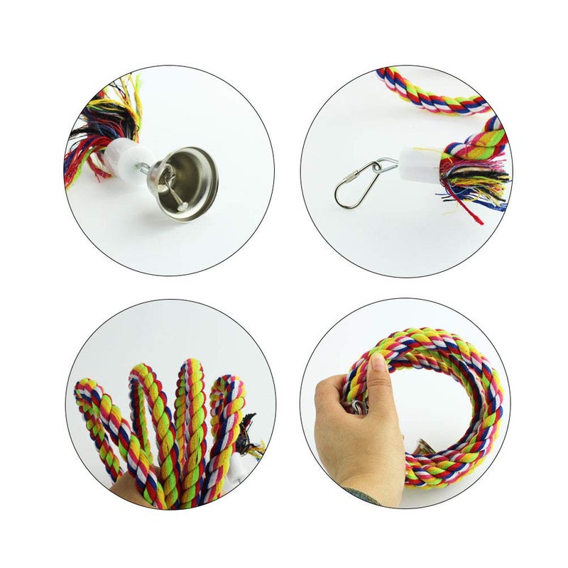 Tayfremn 2pcs 63in Bird Perch Rope Bungee Parrot Toy - Pure Natural Cage Chewing Toy - Image 4